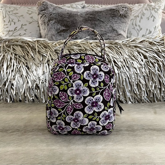 VERA BRADLEY Plum Petals Zipper 2011 Insulated Lunch Bunch Bag Purple Floral Y2K - Picture 4 of 14